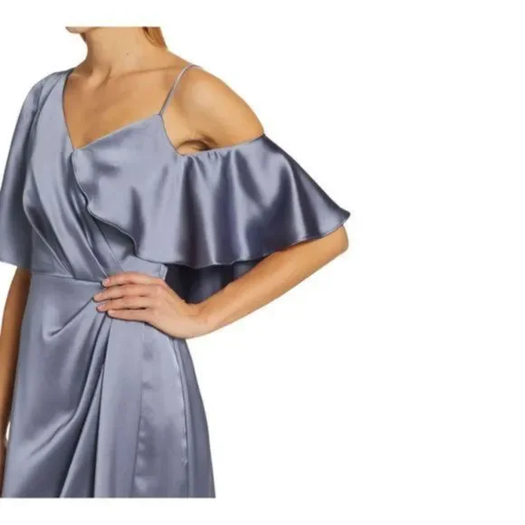 Amsale Asymmetric Ruffle Sleeve Gown Size 14 NWOT - Picture 11 of 11